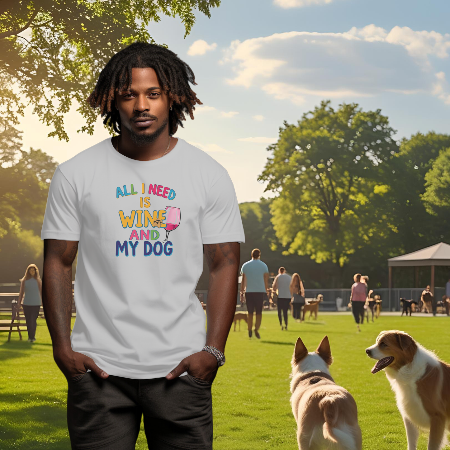 All I Need is Wine and My Dog Short Sleeve T