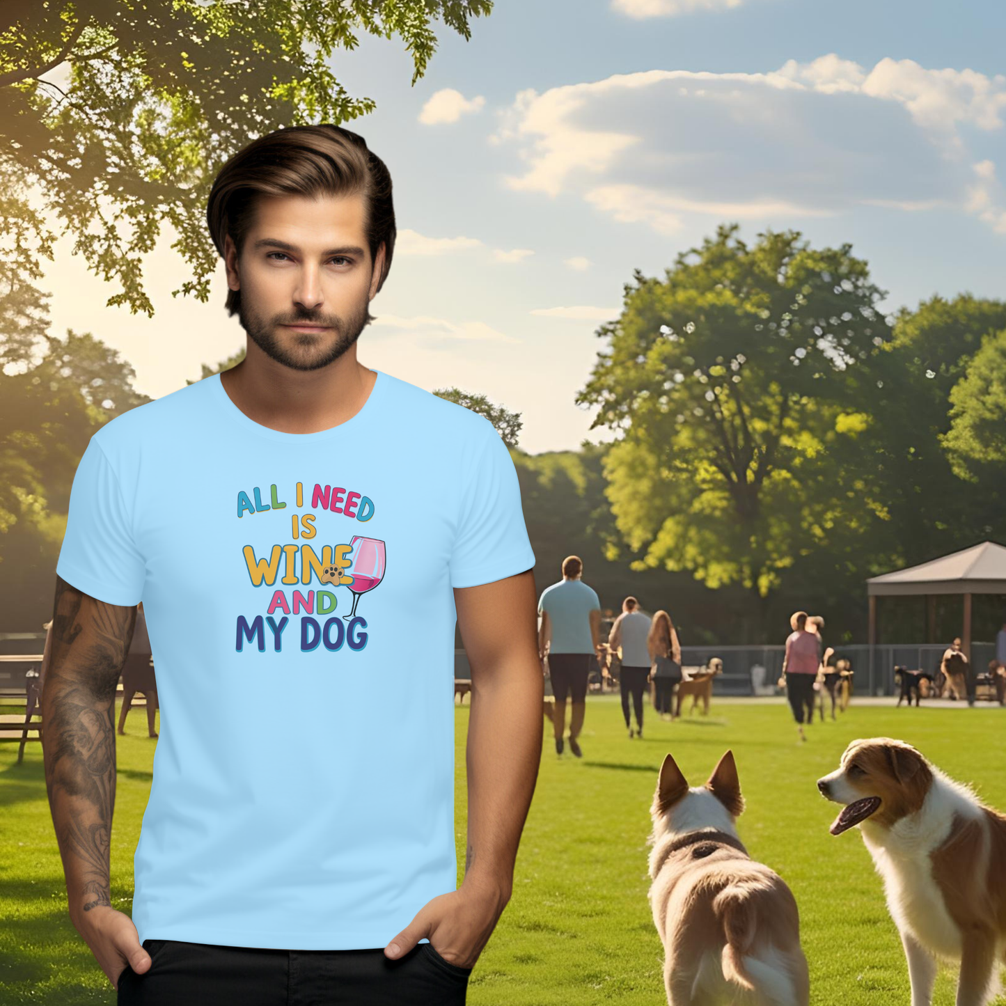 All I Need is Wine and My Dog Short Sleeve T