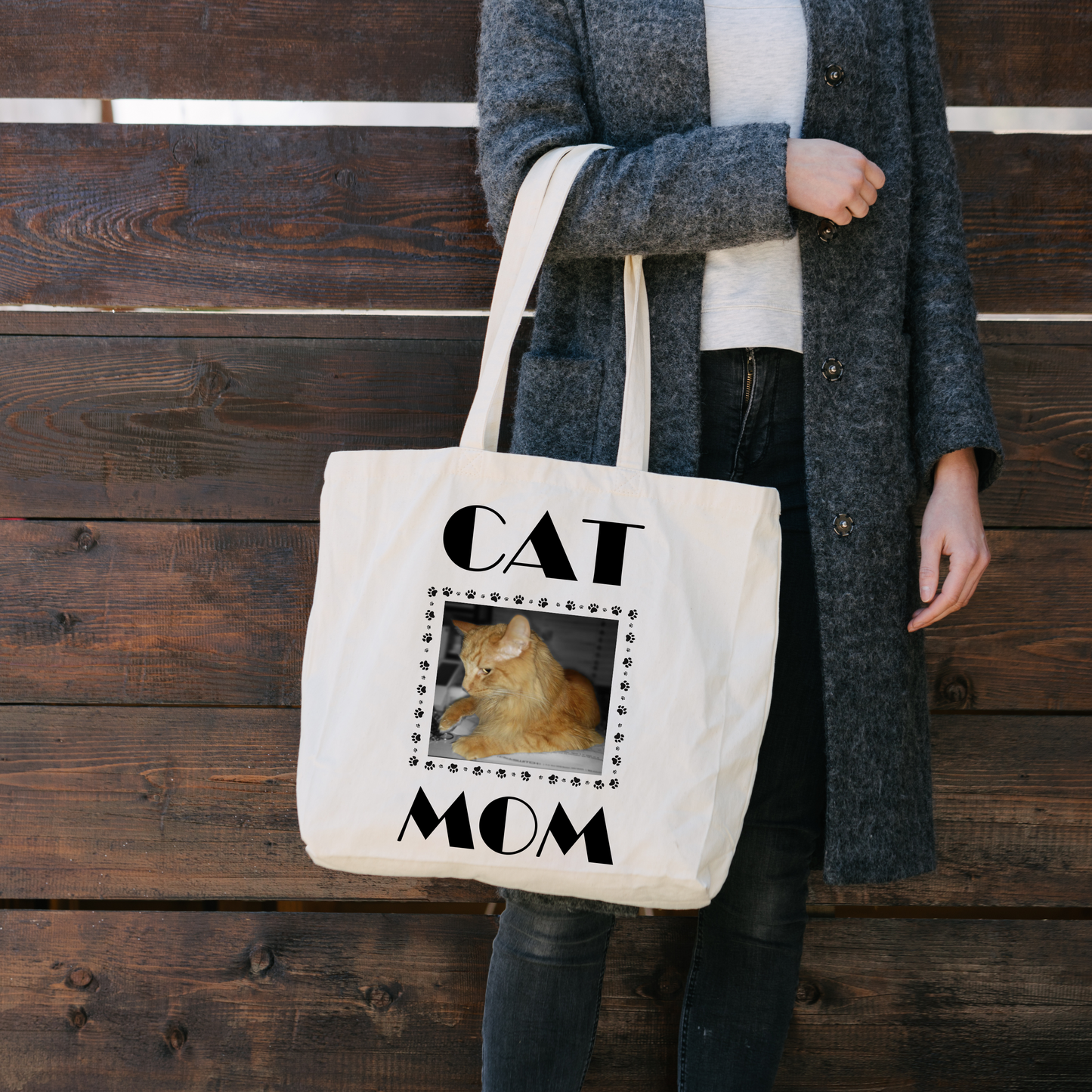 Custom Cat Mom Tote Bag