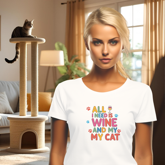 All I Need is Wine and My Cat Short Sleeve T