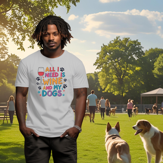 All I Need is Wine and My Dogs Short Sleeve T