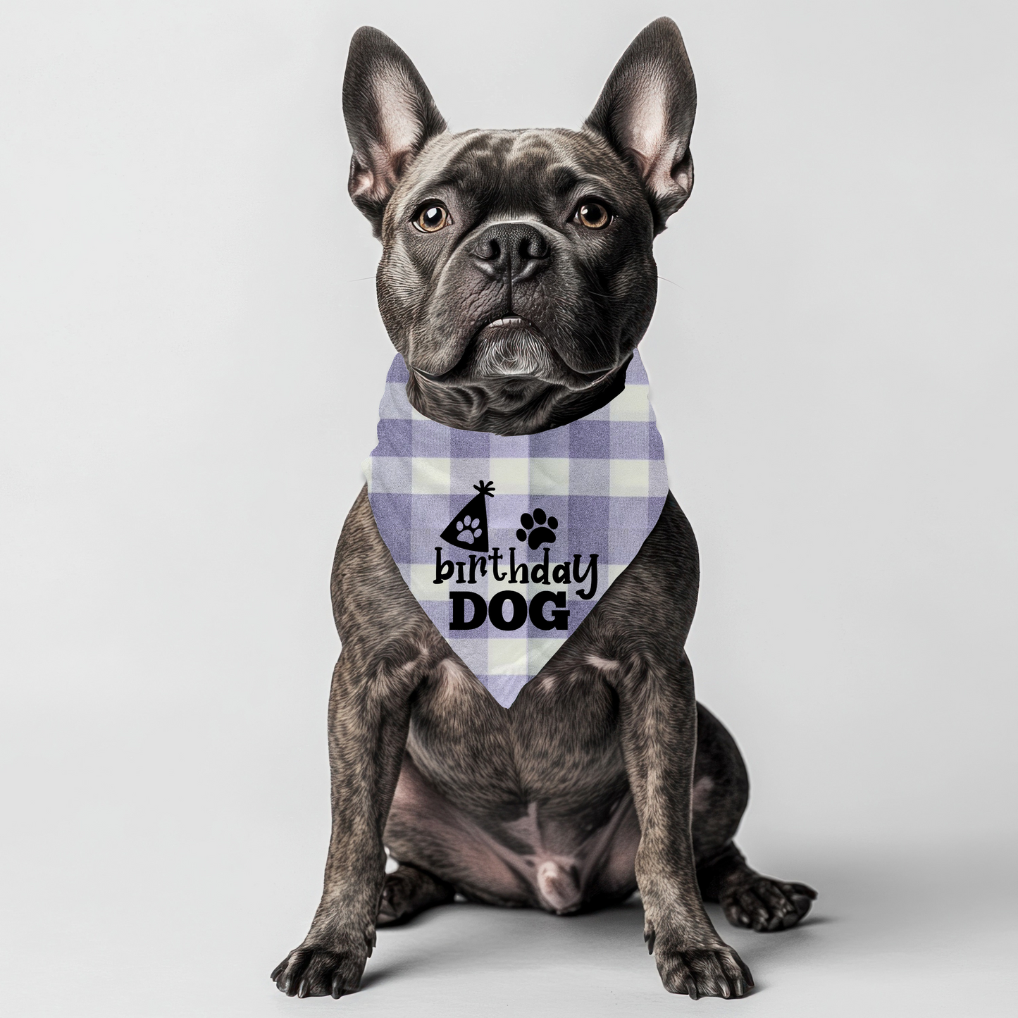 Birthday Dog Bandana on Checkered Gingham