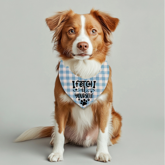 Fetch It Yourself Dog Bandana on Plaid