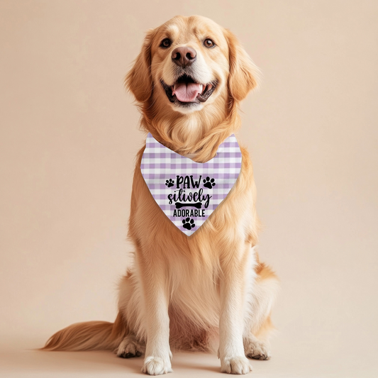 Pawsitively Adorable Dog Bandana on Plaid